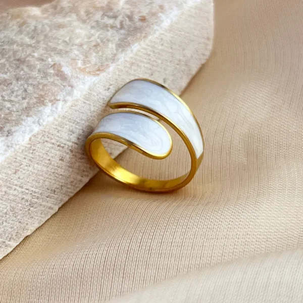 anillo doble gota blanco