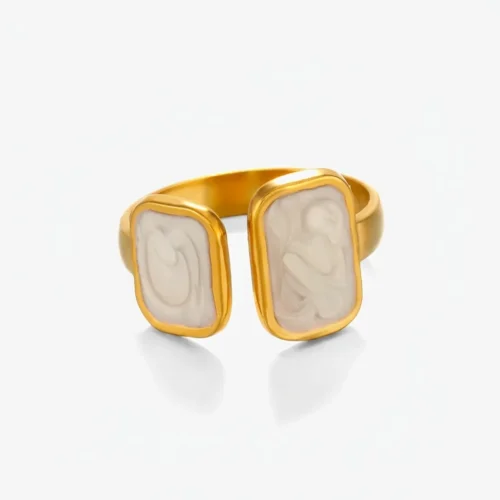 anillo dorado doble caja blanco