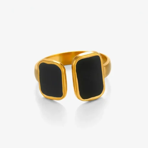 anillo dorado doble caja negro