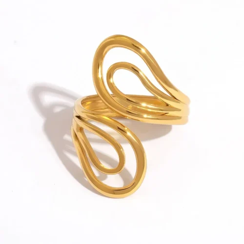 anillo multiple gota dorado