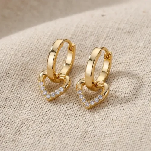 arete corazon pendiente dorado