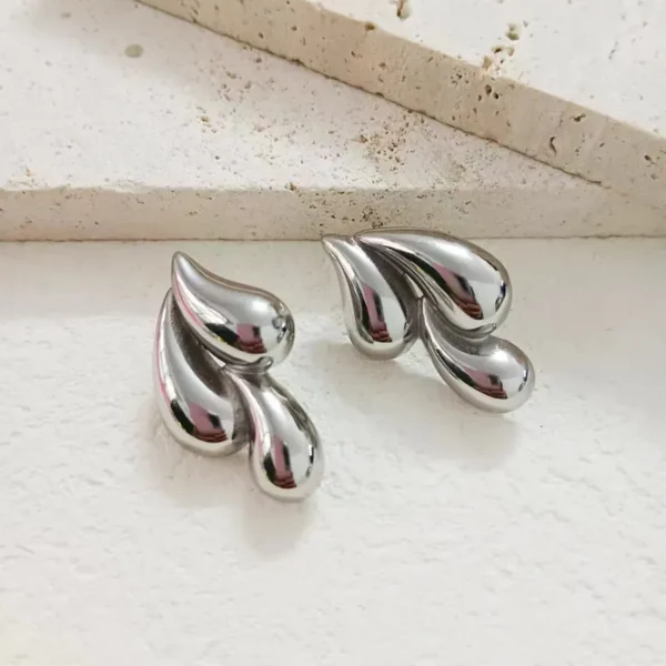 arete gotas plateado