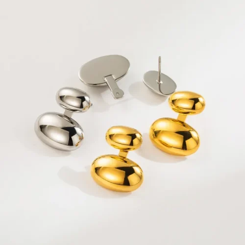 aretes gota plateado horizontal