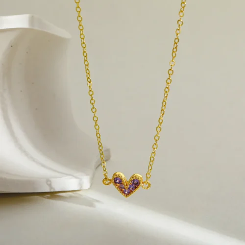 collar corazon purpura