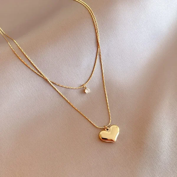 collar doble corazon pendiente