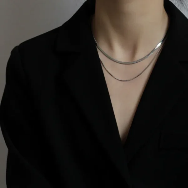 collar doble plateado
