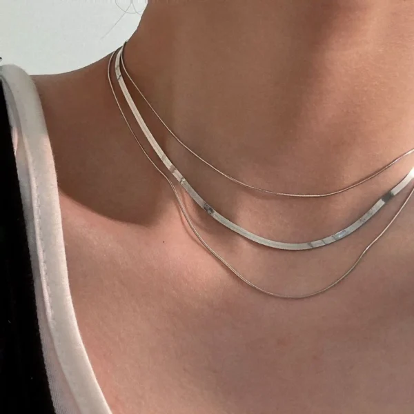 collar triple plateado