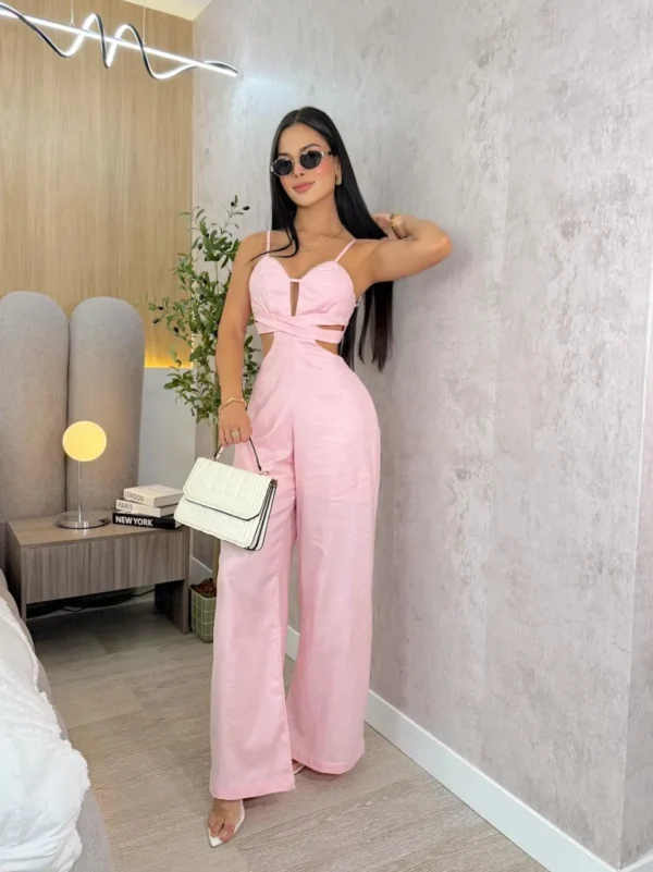 enterizo largo elise rosa