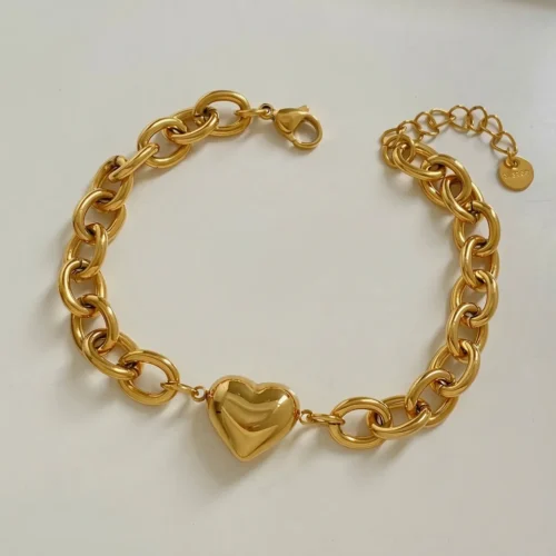 pulsera corazon dorado