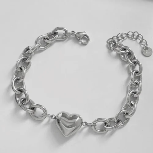 pulsera corazon plateado