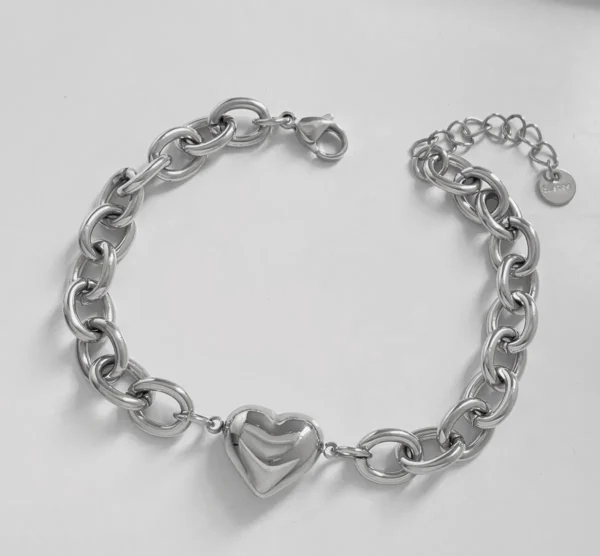 pulsera corazon plateado