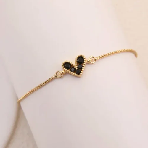 Pulsera Corazon Negro Joyeria Loeva