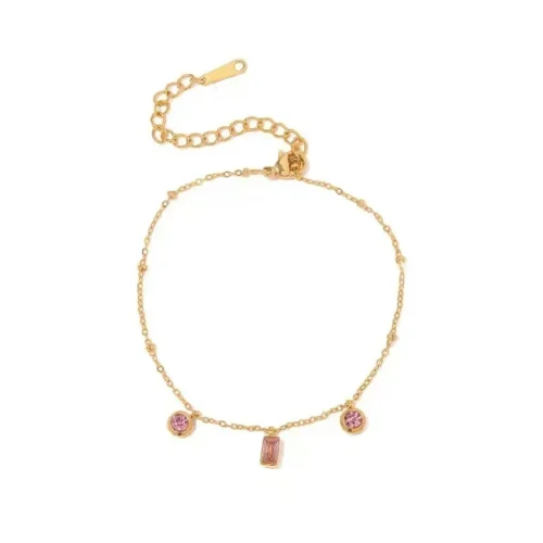 pulsera dorado pendientes rosa