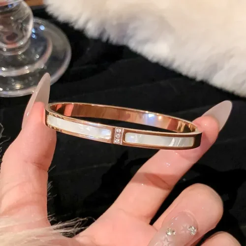 pulsera oro rosa concha blanca