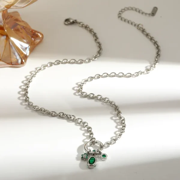 Collar Triada Plateado-Verde