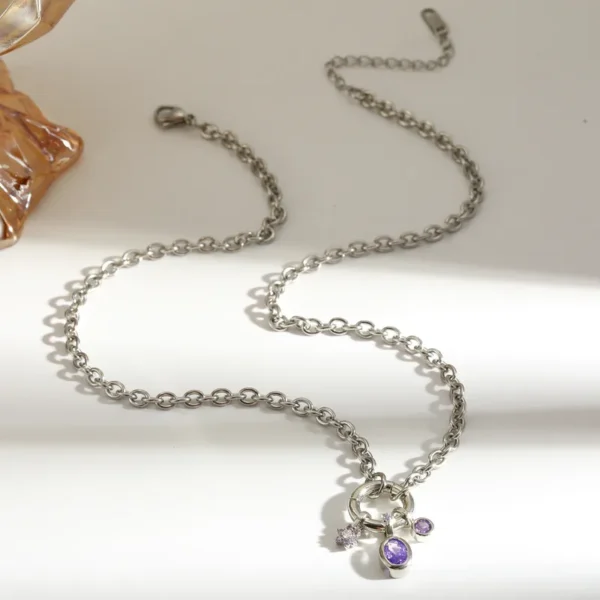 Collar Triada Plateado-Morado